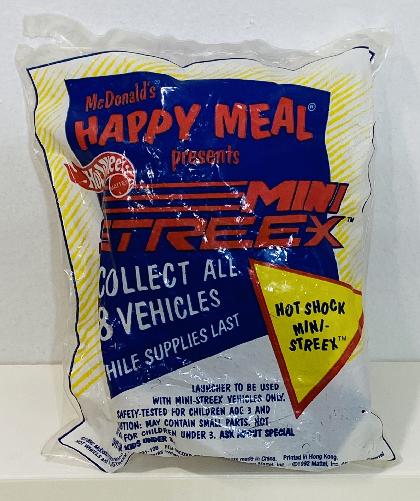 VNTG NEW McDonald’s 1992 Hot Wheels HOT SHOCK MINI STREEX In Original Packaging
