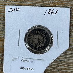 1863 Indian Head Penny Copper-nickel Coin 