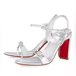 Christian louboutin Atmospheria 85 Silver Heels Size 37.5