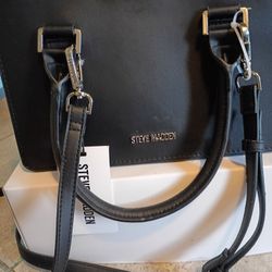 Steve Madden Black With Suede Adjustable Strap Shoulder Bag