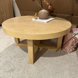 Studio McGee Threshold Rose Park Wood Round Coffee Table