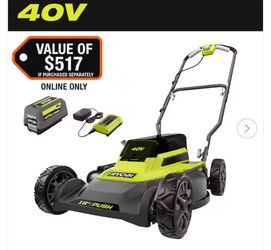 40V 18 in. 2-in-1 Cordless Battery Walk Behind Push Lawn Mower with 6.0 Ah Battery and Charger