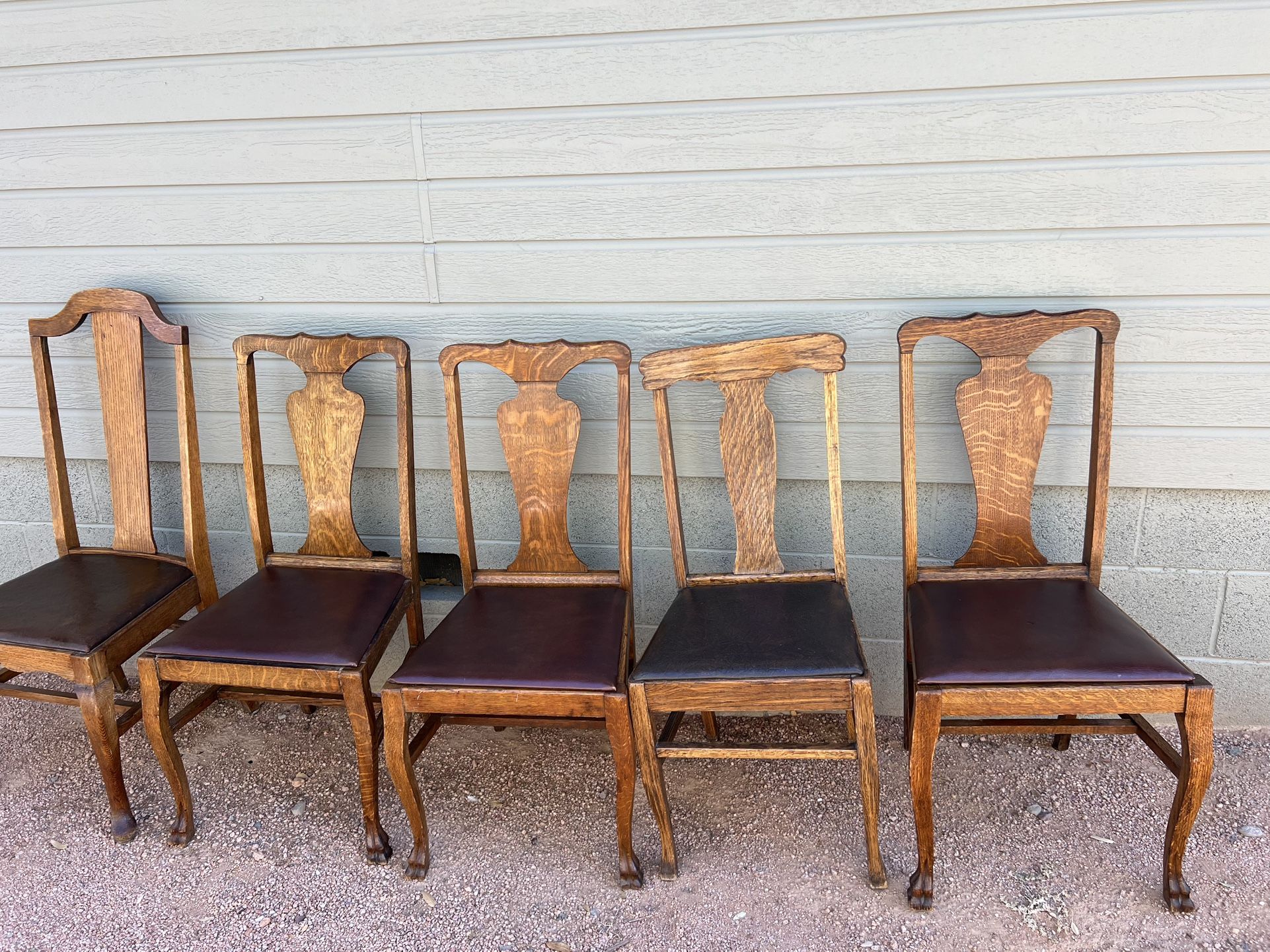FARM HOUSE 1/4 SAWN OAK CHAIRS‼️( All 5)