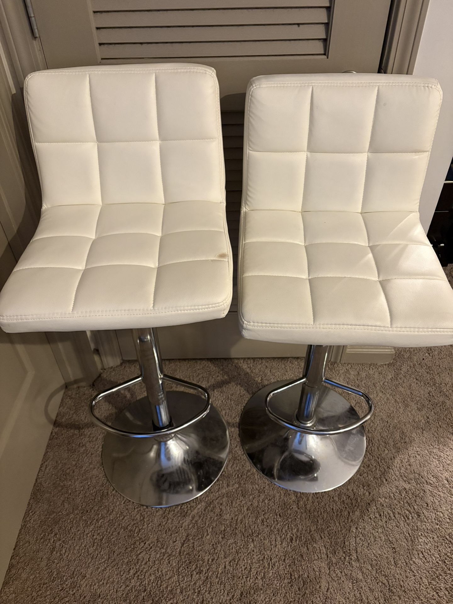 Two White Bar Stools