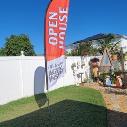 Large Open House Sign with Flag Pole and Ground Stake