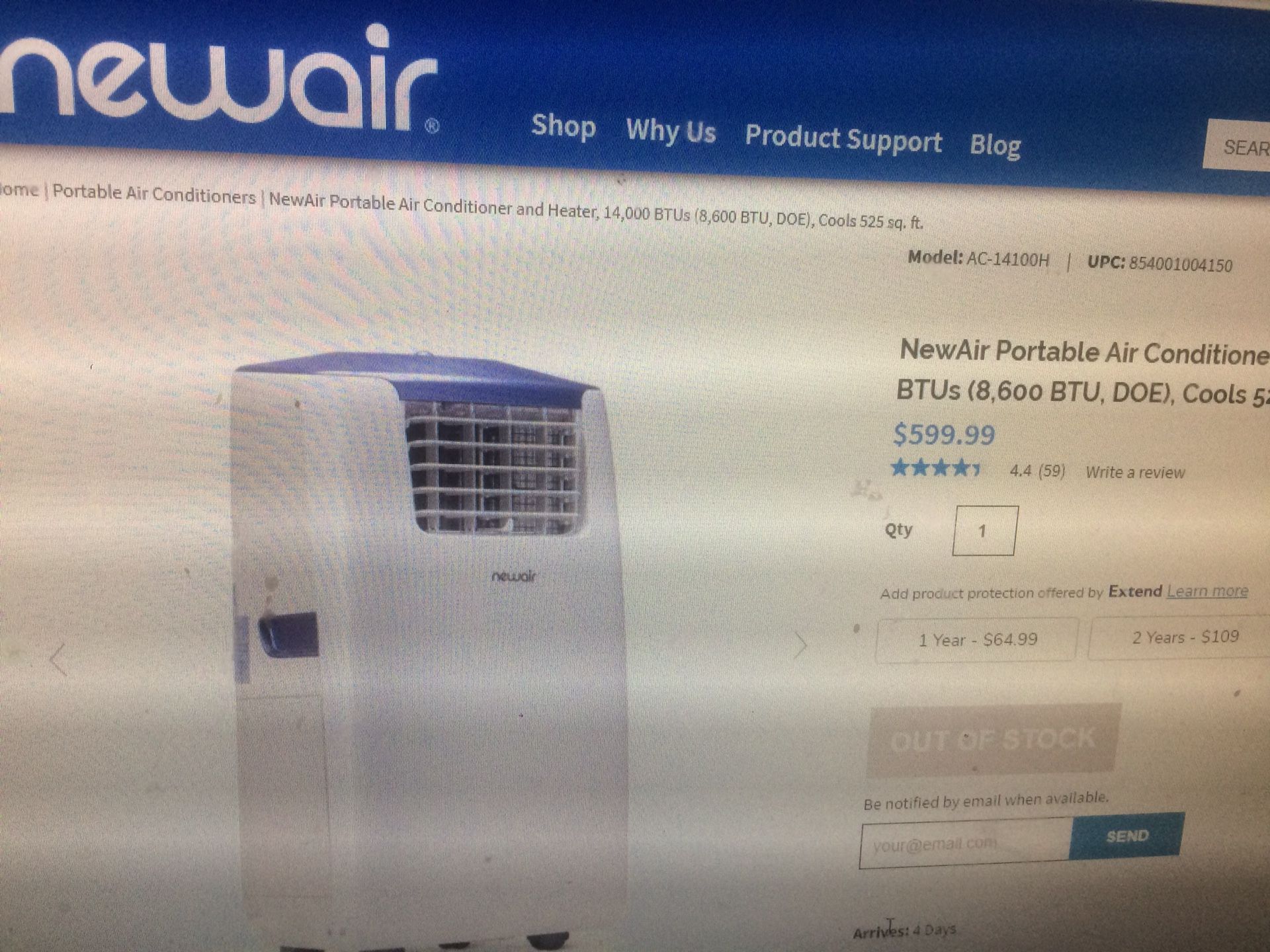 Brand New portable A/C 14,000 btus with dehumidifier and heat for large rooms