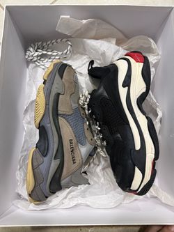 Balenciaga Mens Triple S Sneakers - Black, Cream & Multi-Tone size 42
