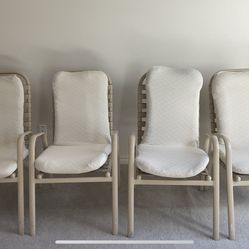 Set Of 4 Patio Chairs With Covered Cushions