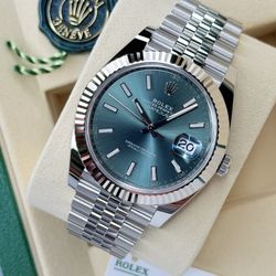 Brand New Rolex Datejust w/ Mint Green Dial Ref. 126334, Fluted Bezel, Jubilee Bracelet