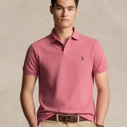 Polo Ralph Lauren Custom Slim Fit Solid Mesh Polo Shirt Size S Pink Heather