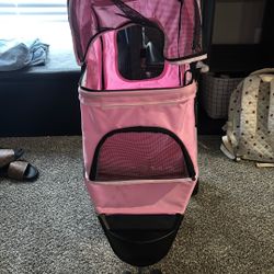 Wheels Pet Stroller, Dog and Cat Strollers, Storage Basket and Cup Holder, Breathable Mesh, Lightweight Travel Carrier, Waterproof and Foldable for Sm