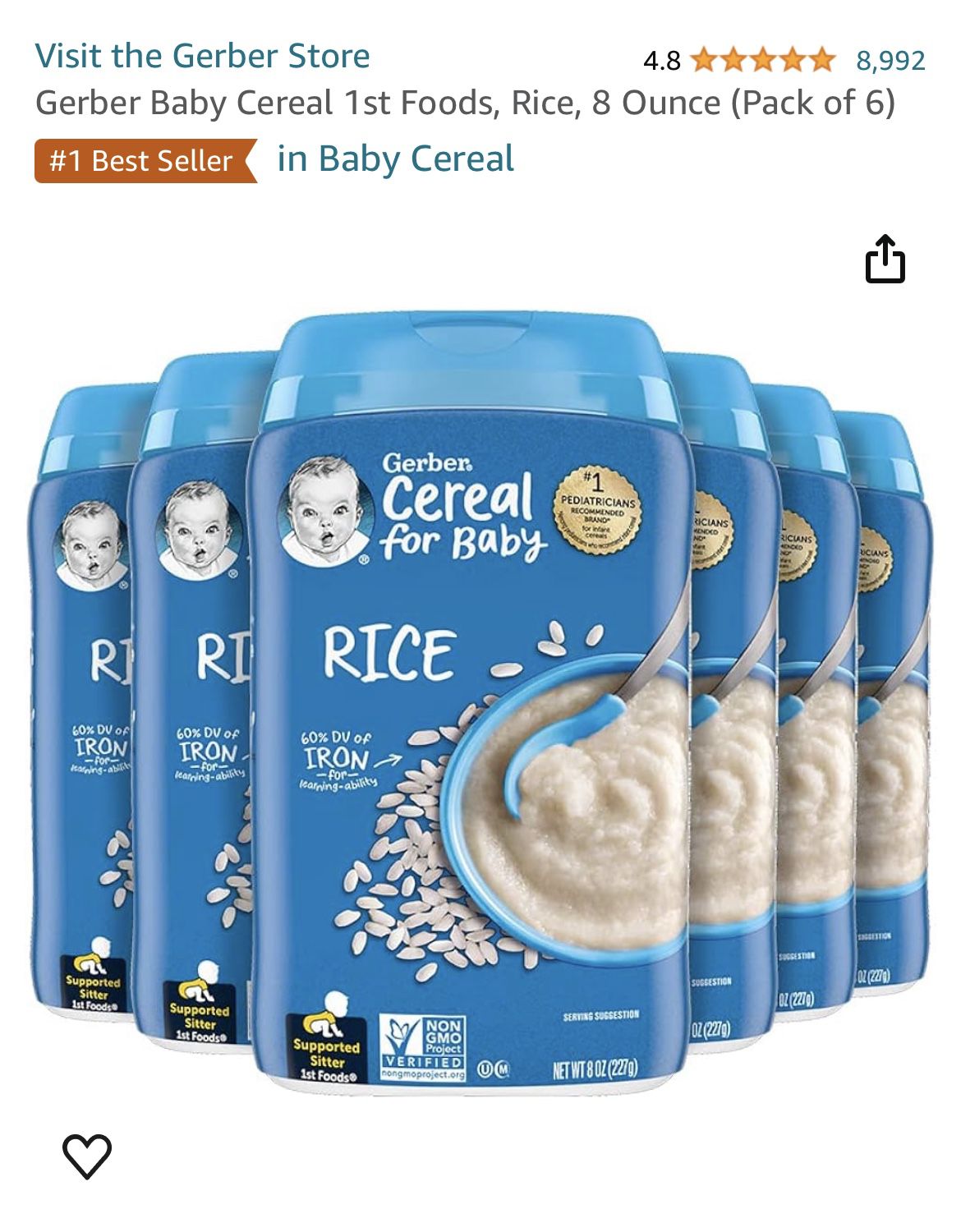 Gerber baby rice cereal - Iron Rich