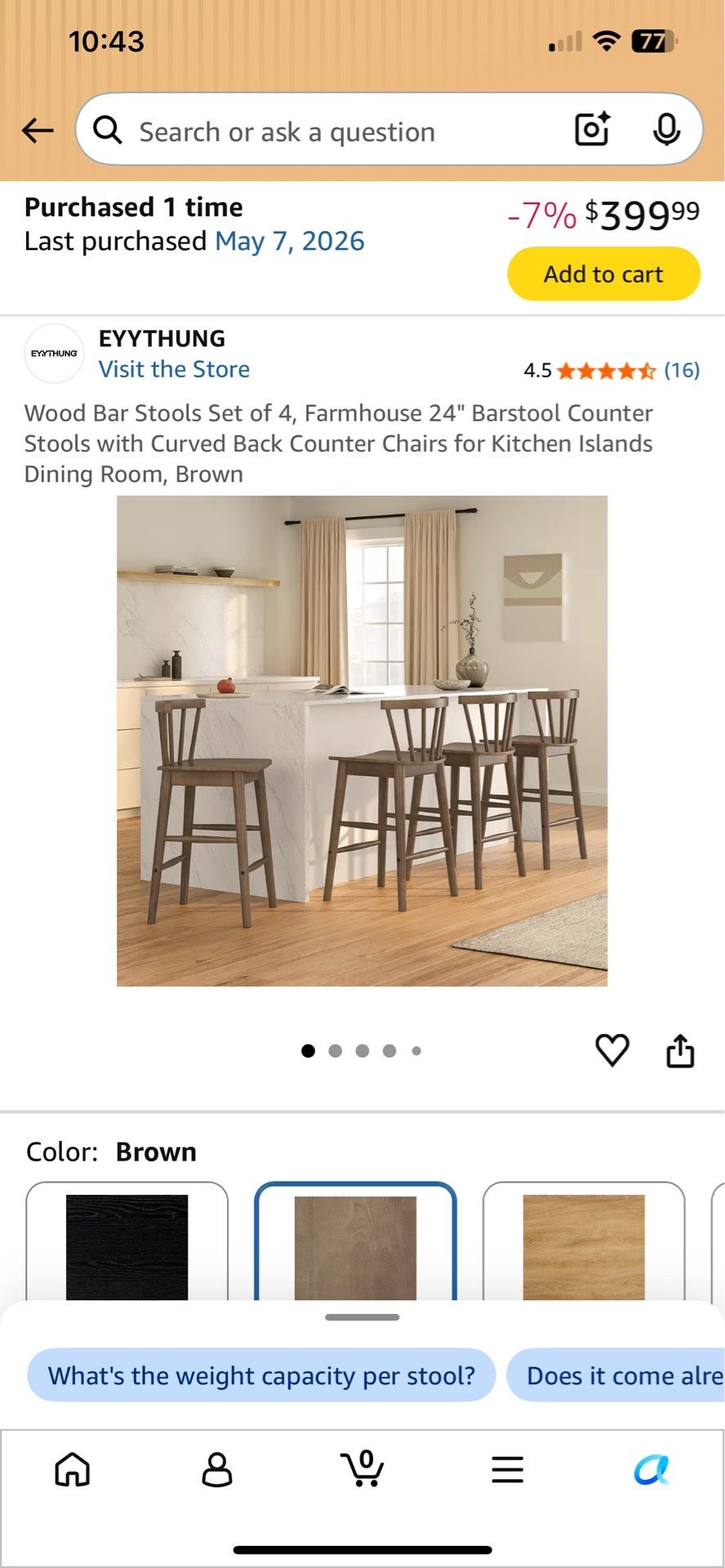 Two new bar stools for $100