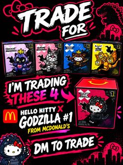 McDonald's Hello Kitty x Godzilla Happy Meal Toys