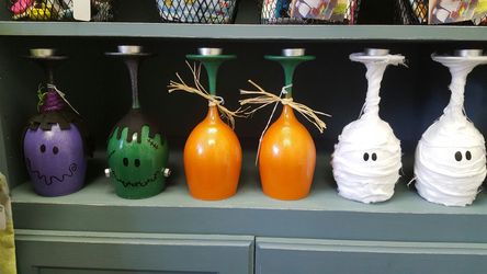 Wine glass candle holders