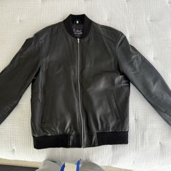 Men’s Leather Bomber Jacket XL