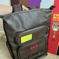 YKWTI Adidas Brown Leather Laptop Backpack new 