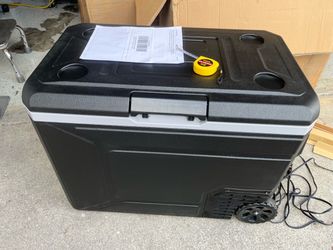 12V Refrigerator 85QT Portable Freezer with Wheels Electric Cooler, -4°F~68°F Car Fridge, 12/24V DC