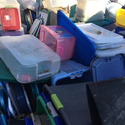 More totes with lids in 5$ to $20 depending on size