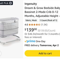 Ingenuity Bassinet - Like New ( New Listing On Amazon Is 139$