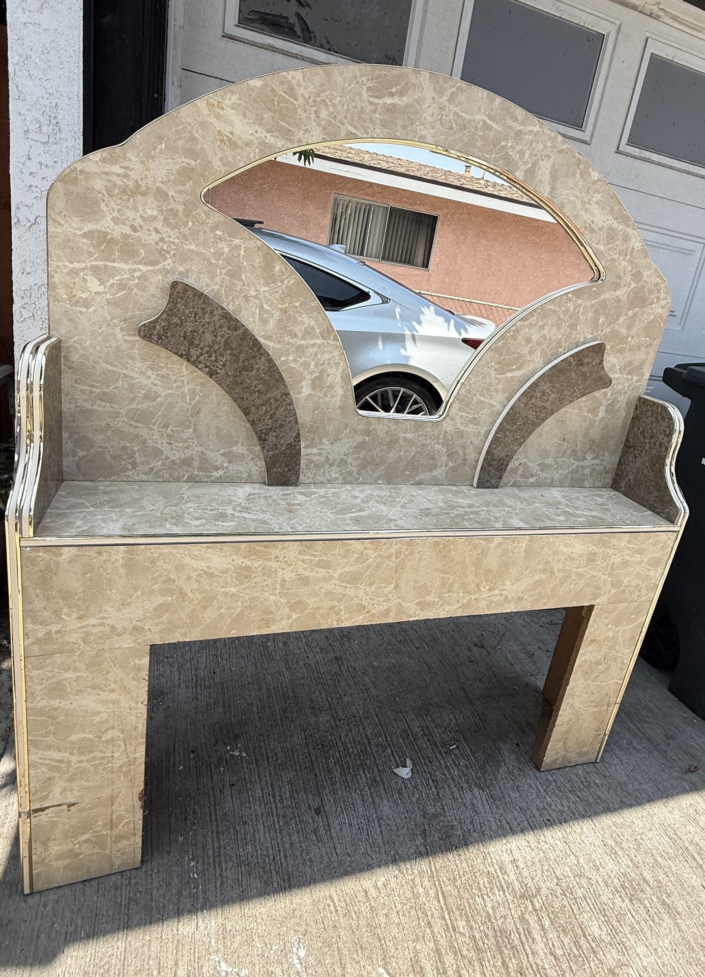 Headboard Mirror Beige Color Queen Size