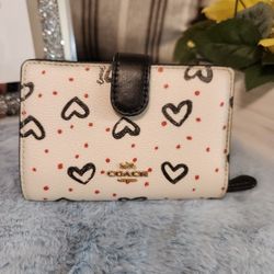 COACH BIFOLD WALLET BLACH HEARTS LIMITED EDITION