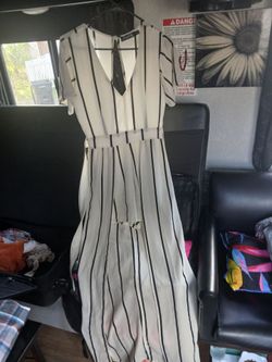 White Black Striped Maxi Dress