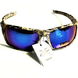 X-Loop Camo Sunglasses Blue UV400 protective Lenses With Soft Case And Wiping Cloth New With Tags 