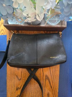 Black Leather Crossbody with Gold Hardware by