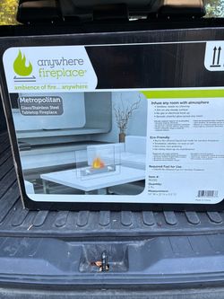 New glass tabletop fireplace