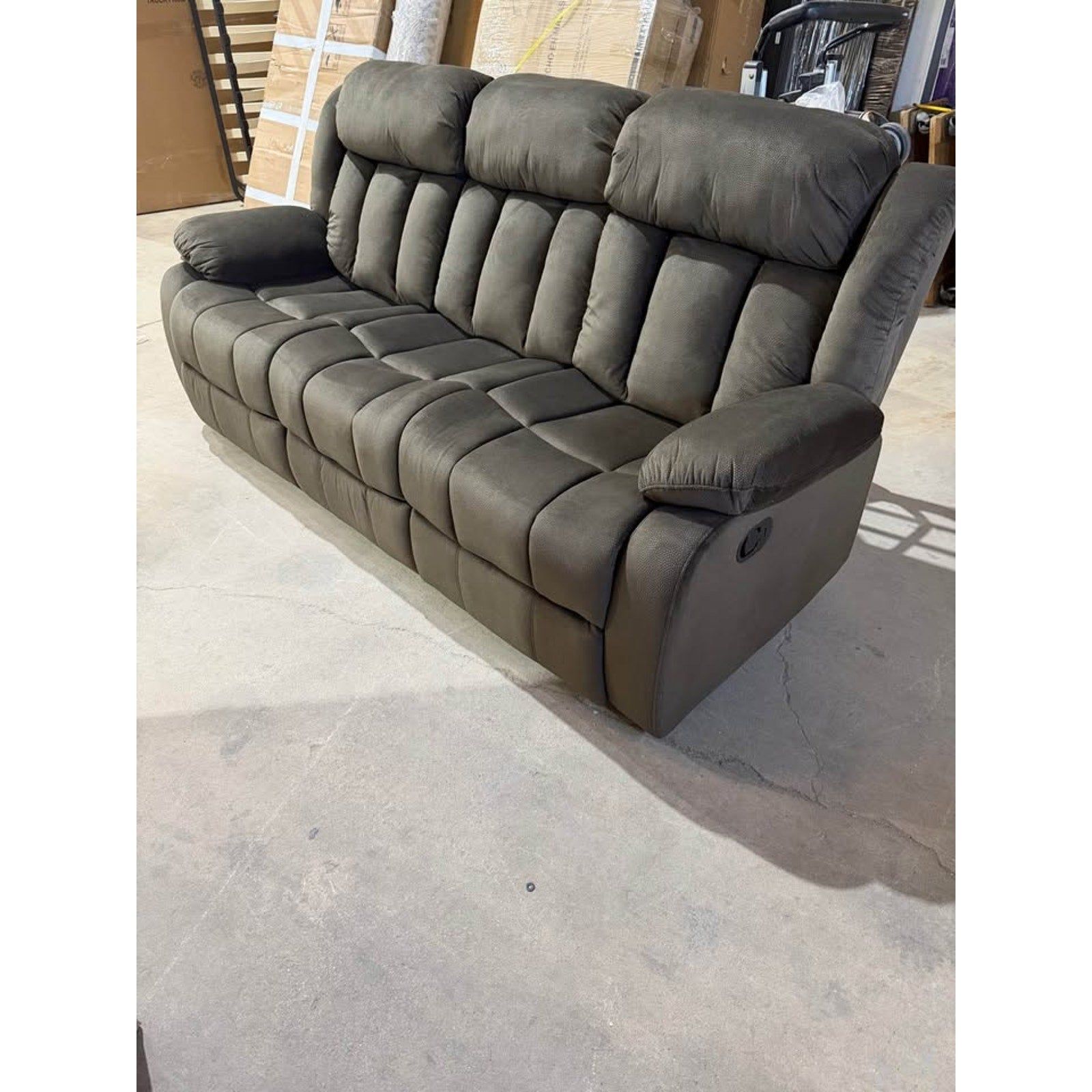 New 84” Microsuede Manual Reclining Sofa, 3-Seater Recliner Couch - $1099 Retail Delivery Available