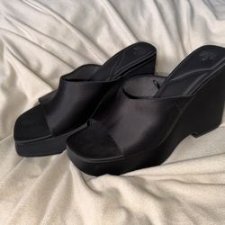 Zara Satin Chunky Wedge Size 9.5 