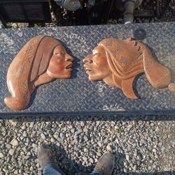 Vintage Hand Carved Wooden Faces.