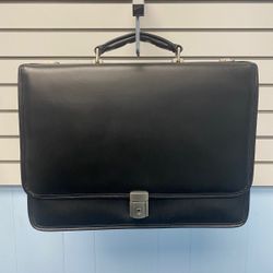 Leather Flap Over Laptop Briefcase 