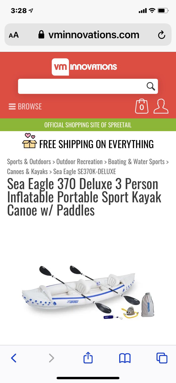 Sea Eagle  Se-370 Inflatable Kayak   Like New