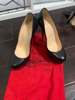Christian Louboutin- Black Leather Pump Shoes Size 5