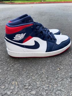 Jordan 1 mid- navy blue/ red (men’s 9.5/ women’s 11.5)