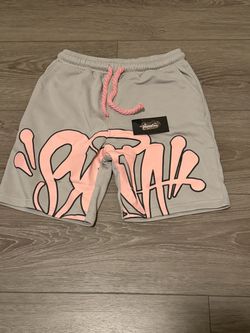 Gray Shorts with Pink Graffiti Print