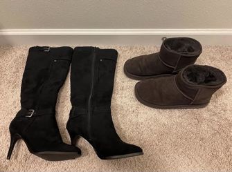 2 Women’s Boots Size 6/Free With New Socks 