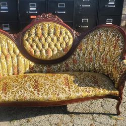 Victorian Sofa Couch Carved Wood