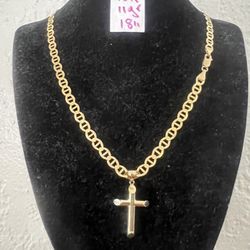 10K Solid Gold Chain And Pendant For Wedding 18 Inches Long 