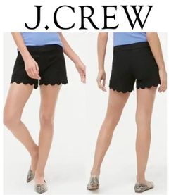 J.Crew Black Cotton Scalloped Hem Shorts Sz 10