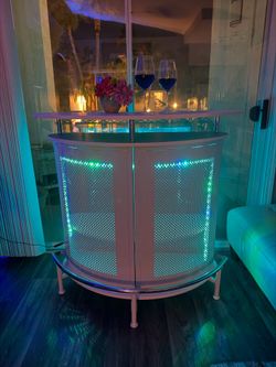 Modern White Bar Table - Futuristic Liquor Station