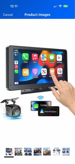 Portable Wireless with Apple CarPlay and Android Auto Screen for Car, 7" HD Touch Screen Car Stereo with Mirror Link, Bluetooth 5.2, Backup Camera, AU