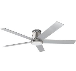 wurzee 60 inch Flush Mount Ceiling Fan Brushed Nickel ceiling fans with lights 6 Speeds DC Reversible Motor, Timing, Dimmable, 5 Blades for Bedroom,Li