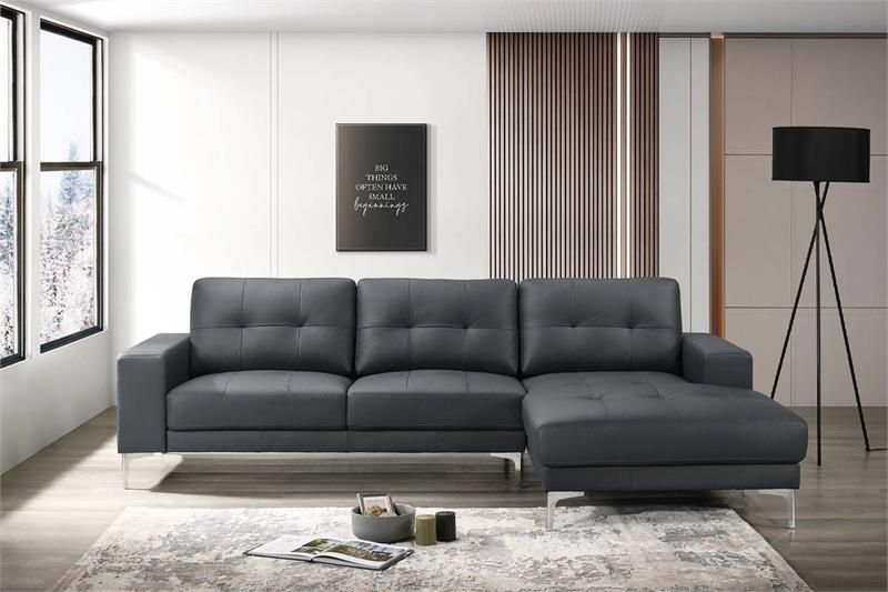 2-Pcs Leather Sectional – Black Color