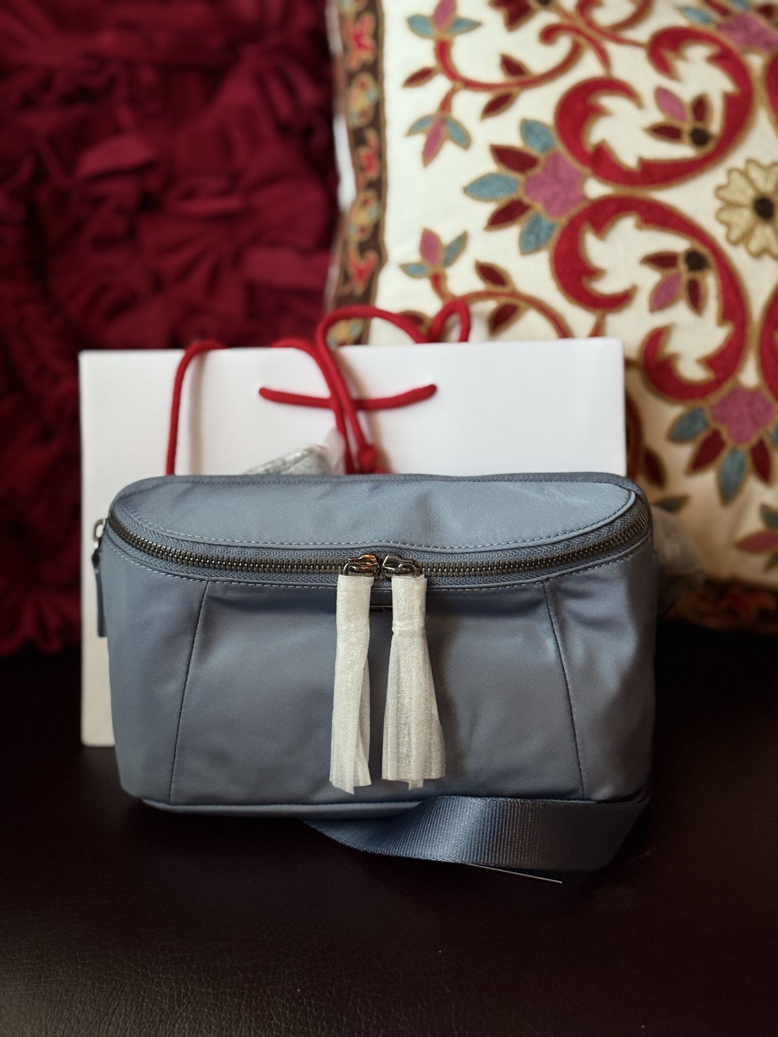 NWT TUMI VOYAGEUR ARDEN NYLON CROSSBODY/ SLING WAIST PACKHANDBAG BAG SHOULDER PURSE CORNFLOWER   BRAND NEW! WITH TAGS! WE BUY ALL OF OUR TUMI DIRECTLY