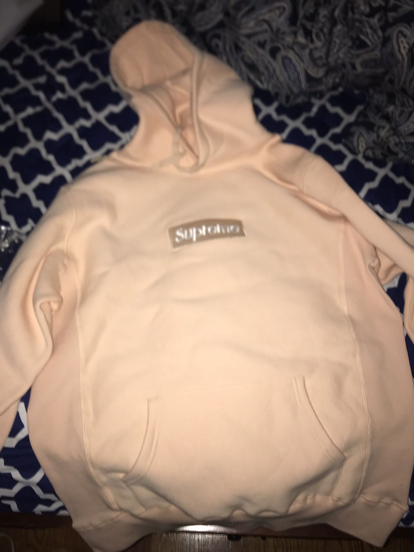 Supreme Peach box logo hoodie shooting sleeve