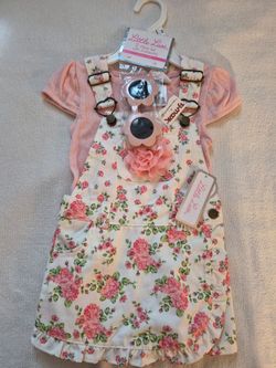 Toddler Girl Set, Overalls, Skort, Size 18M,  "Little Lass "