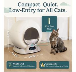 PetCove Self Cleaning Automatic Litter Box for Multi cat - XL Capacity/Quiet Operation/Odor Control/Anti-Pinch Safety/Easy App Control with Ultra Fast